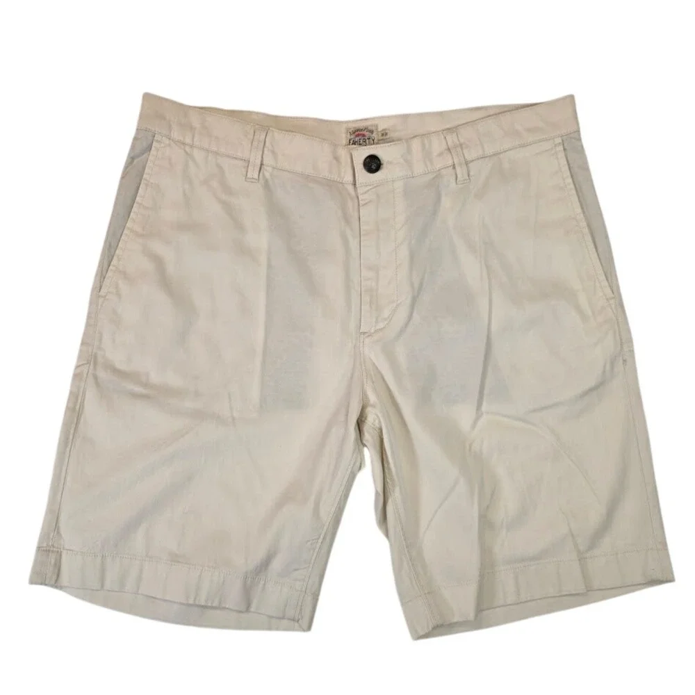 Faherty Men's 35 Island Life Shorts Pumice Tan Organic Cotton Tencel MBS2106-PUM